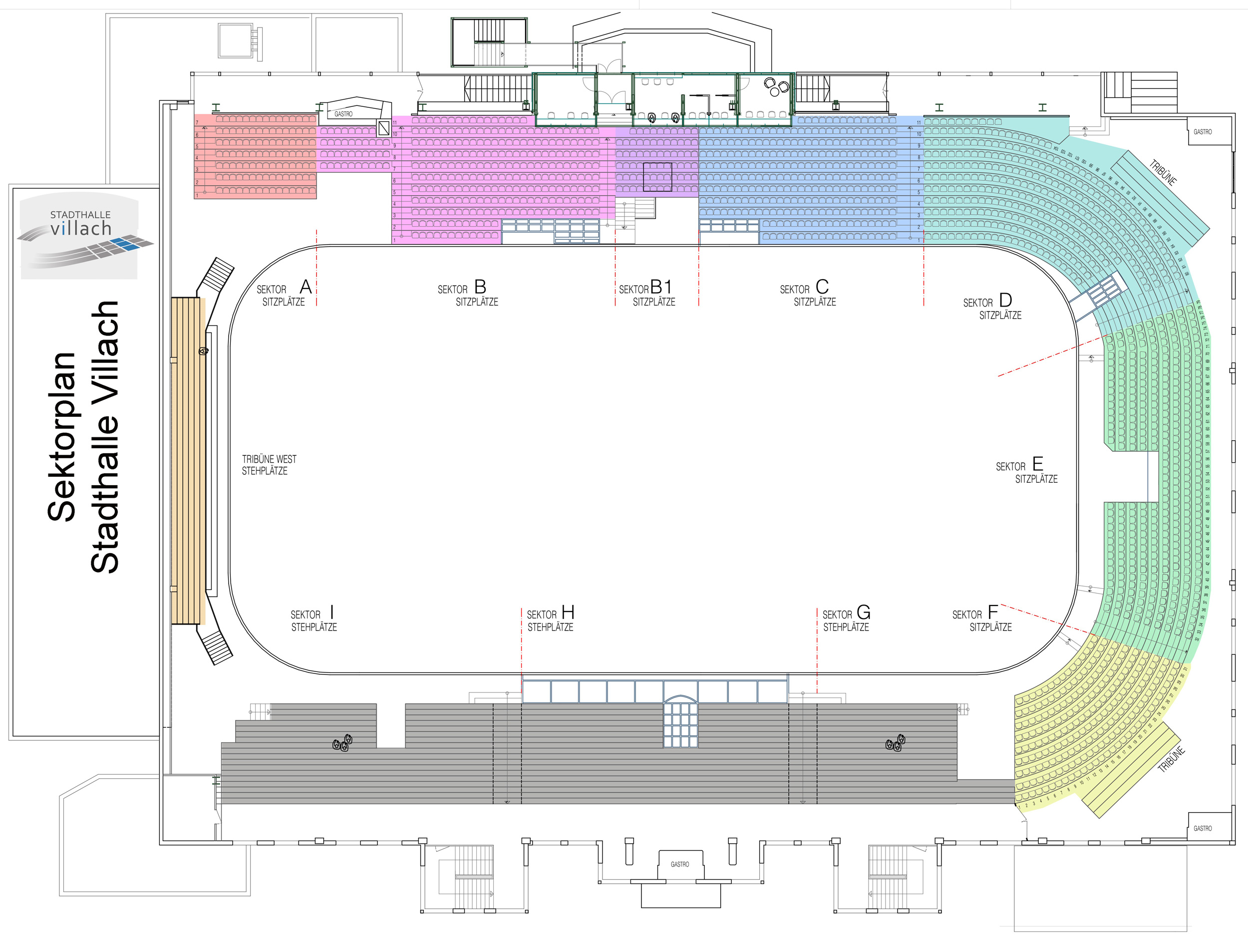 Sektorenplan der Stadthalle Villach